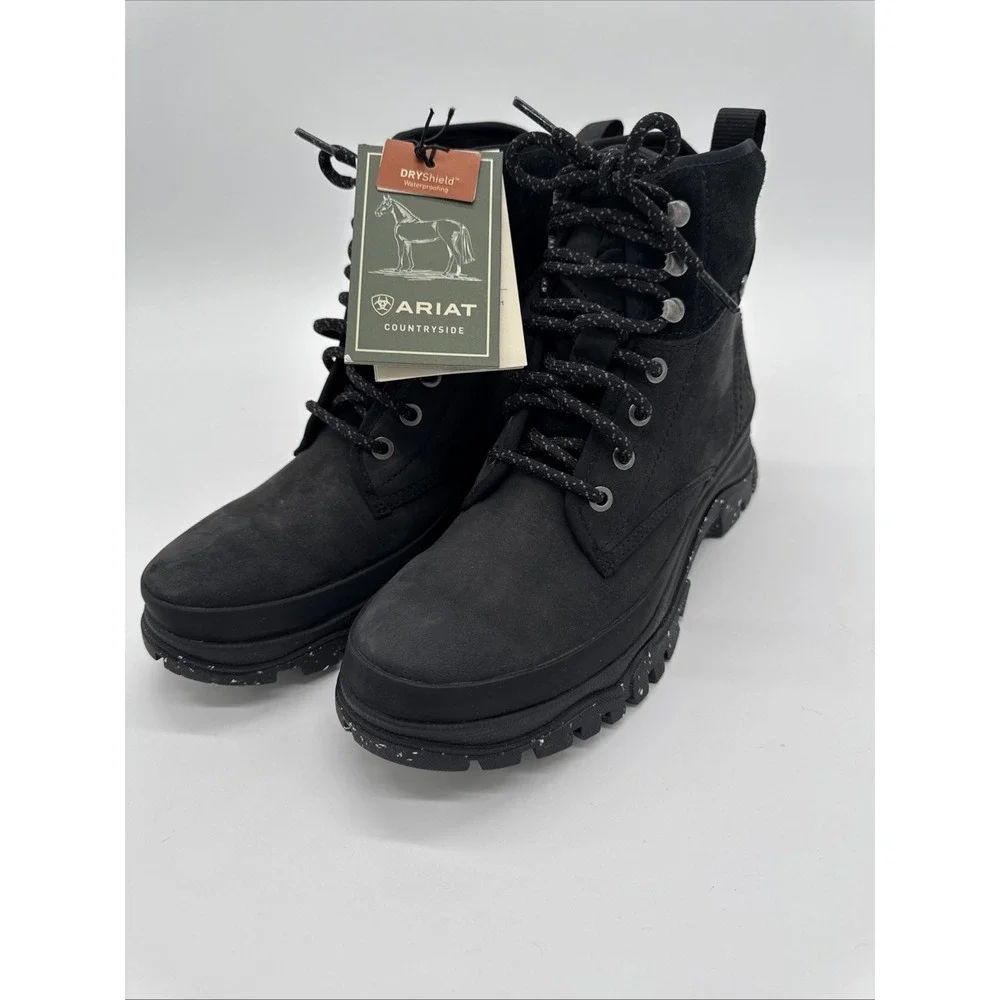 Ariat Moresby H2O Women 7.5B  oily Distressed Black Waterproof Boot‎ New